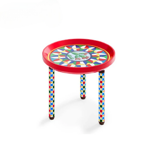 Luxury Round Accent Side Table Decorative Painted End Table Colorful Artistic Coffee Table Modern Bohemian Pedestal Table for Living Room Bedroom Lounge