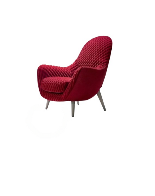 Red Quilted High Back Accent Chair with Fiberglass Frame for Living Room