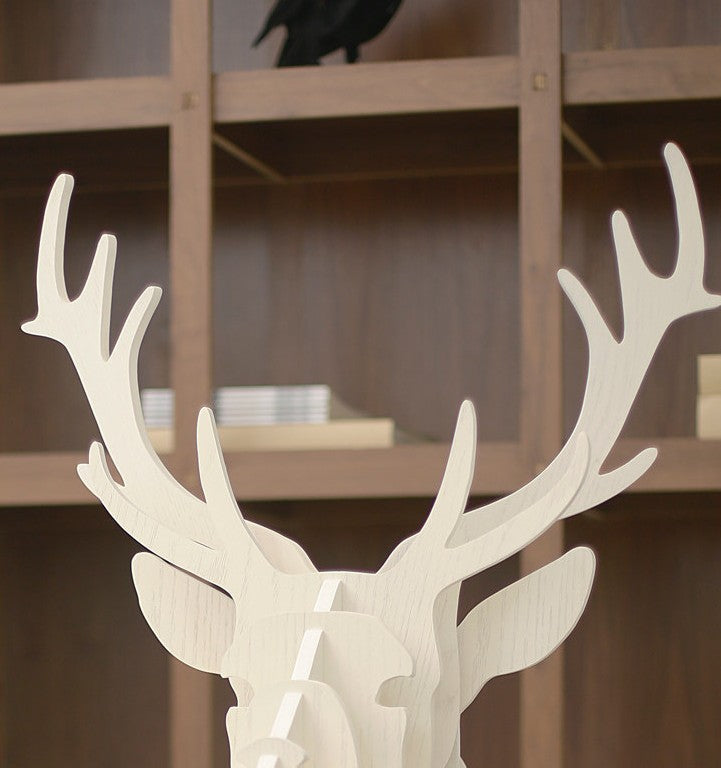 Ivory White Deer-Shaped Bookcase with Open Shelves
