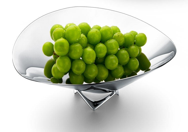 Stainless Steel Fruit Bowl, Modern Silver Decorative Centerpiece Bowl, Large Wave Metal Fruit Basket for Dining Table, Kitchen Counter, Coffee Table, Housewarming Gift