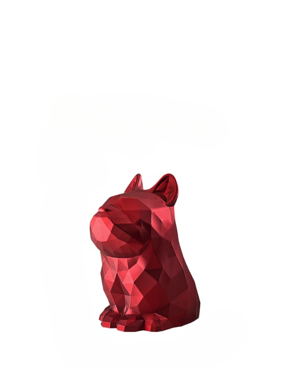 Red French Bulldog Tissue Box Cover, Geometric Dog-Shaped Facial Tissue Holder, Sculptural Napkin Dispenser for Living Room, Bathroom, Bedroom, Office and Coffee Table