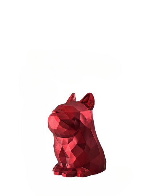 Red French Bulldog Tissue Box Cover, Geometric Dog-Shaped Facial Tissue Holder, Sculptural Napkin Dispenser for Living Room, Bathroom, Bedroom, Office and Coffee Table