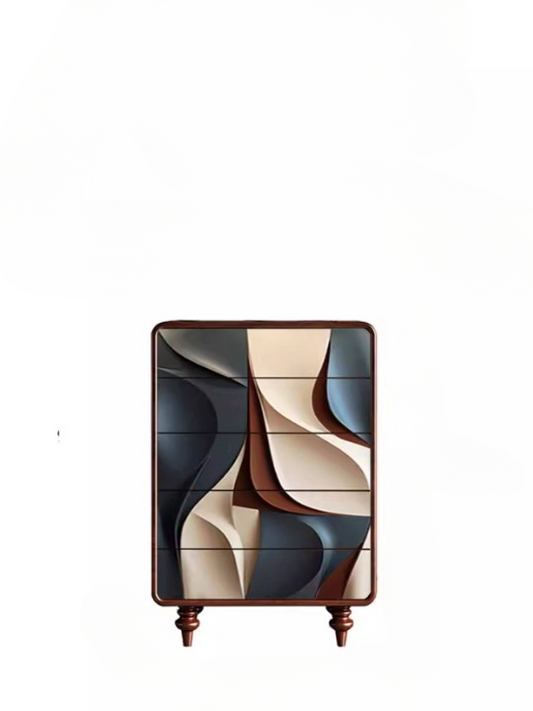 Solid Pine 5-Drawer Dresser, Mid-Century Modern Abstract Chest of Drawers for Bedroom, Living Room &amp; Entryway