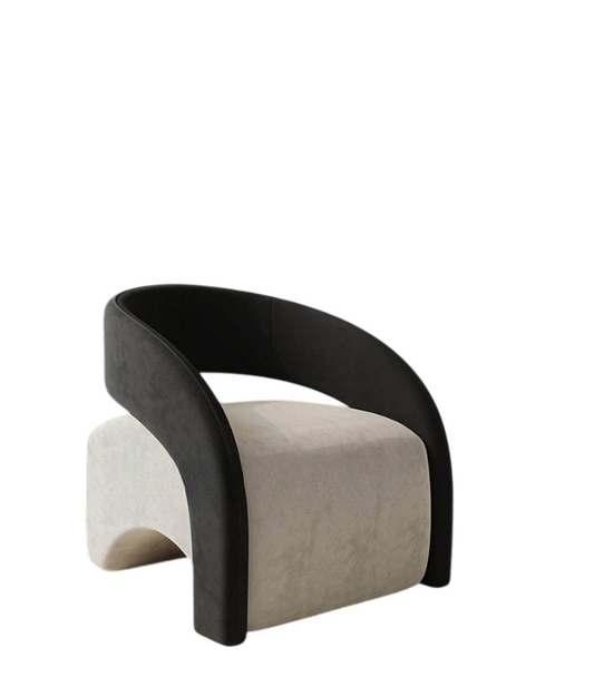 Black and White Accent Chair, Curved Upholstered Lounge Chair for Living Room
