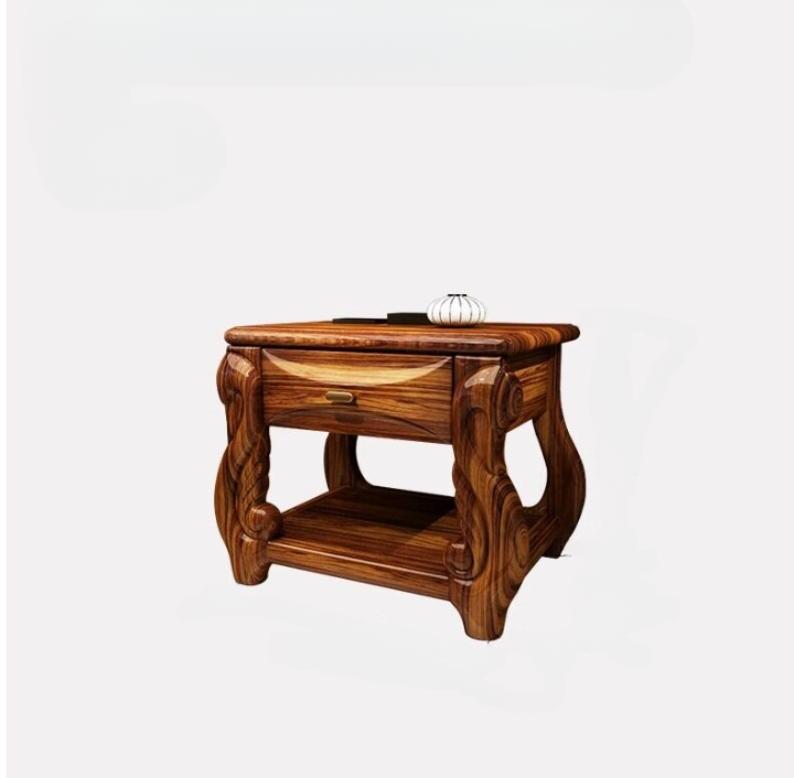 Wenge Wood Nightstand with Drawer and Lower Shelf