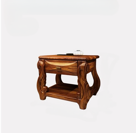 Wenge Wood Nightstand with Drawer and Lower Shelf