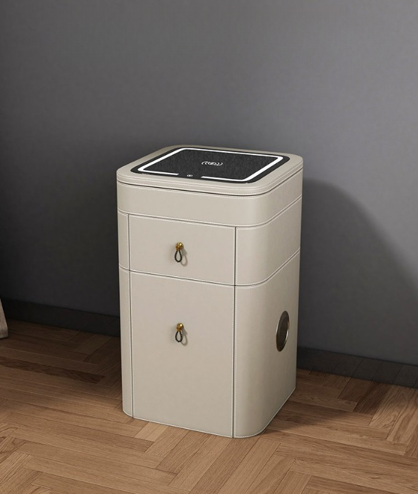 Ivory Makeup Vanity Cabinet with LED Mirror and Storage