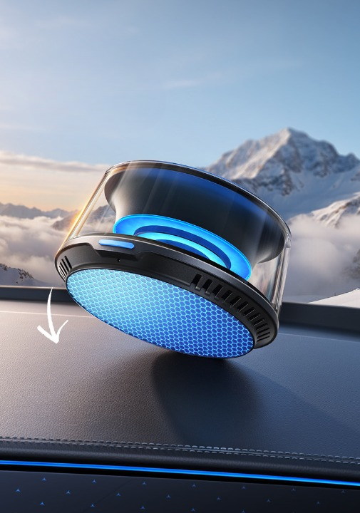 Smart Car Air Freshener Diffuser, Rechargeable App Controlled Car Fragrance Diffuser with Adjustable Scent Intensity, LED Ambient Light, 2 Scent Refills, Black Luxury Car Perfume Decor for Men and Women