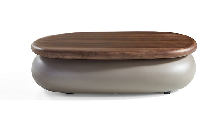 Modern Retractable Oval Coffee Table, Minimalist Center Storage Table for Small Apartment Living Room