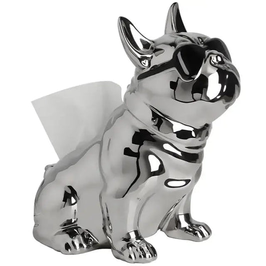 French bulldog ceramic electroplated tissue paper dispenser table decor/home decor