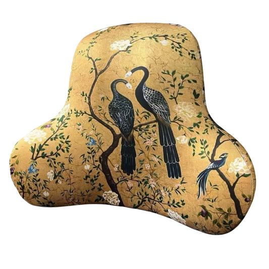 Memory Foam Lumbar Support Pillow for Office Chair and Car, Vintage Bird Floral Back Cushion, Breathable Lower Back Pillow for Desk Chair, Sofa, Travel and Home Seating