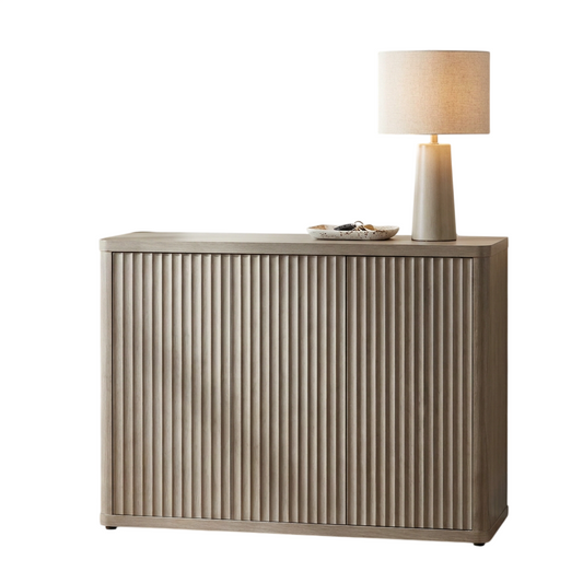 Taupe Fluted 2-Door Sideboard Cabinet for Entryway Dining Room
