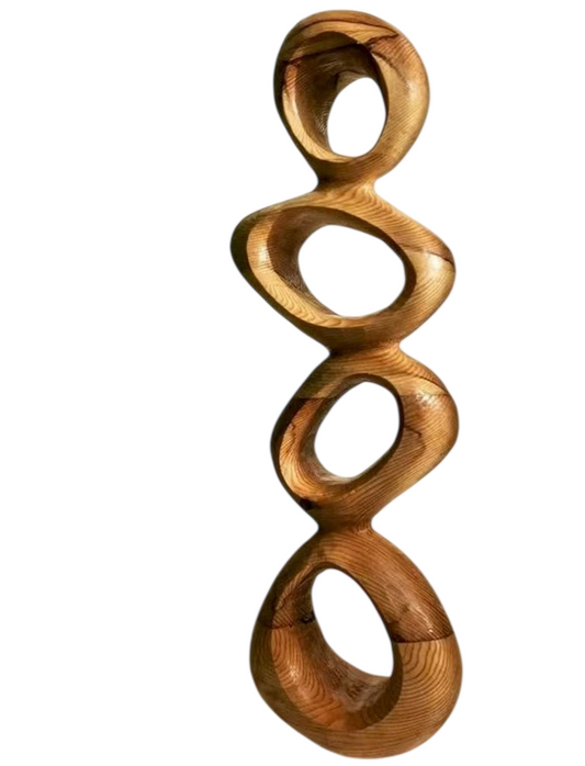 Abstract Solid Wood Floor Sculpture, Organic Loop Modern Decor