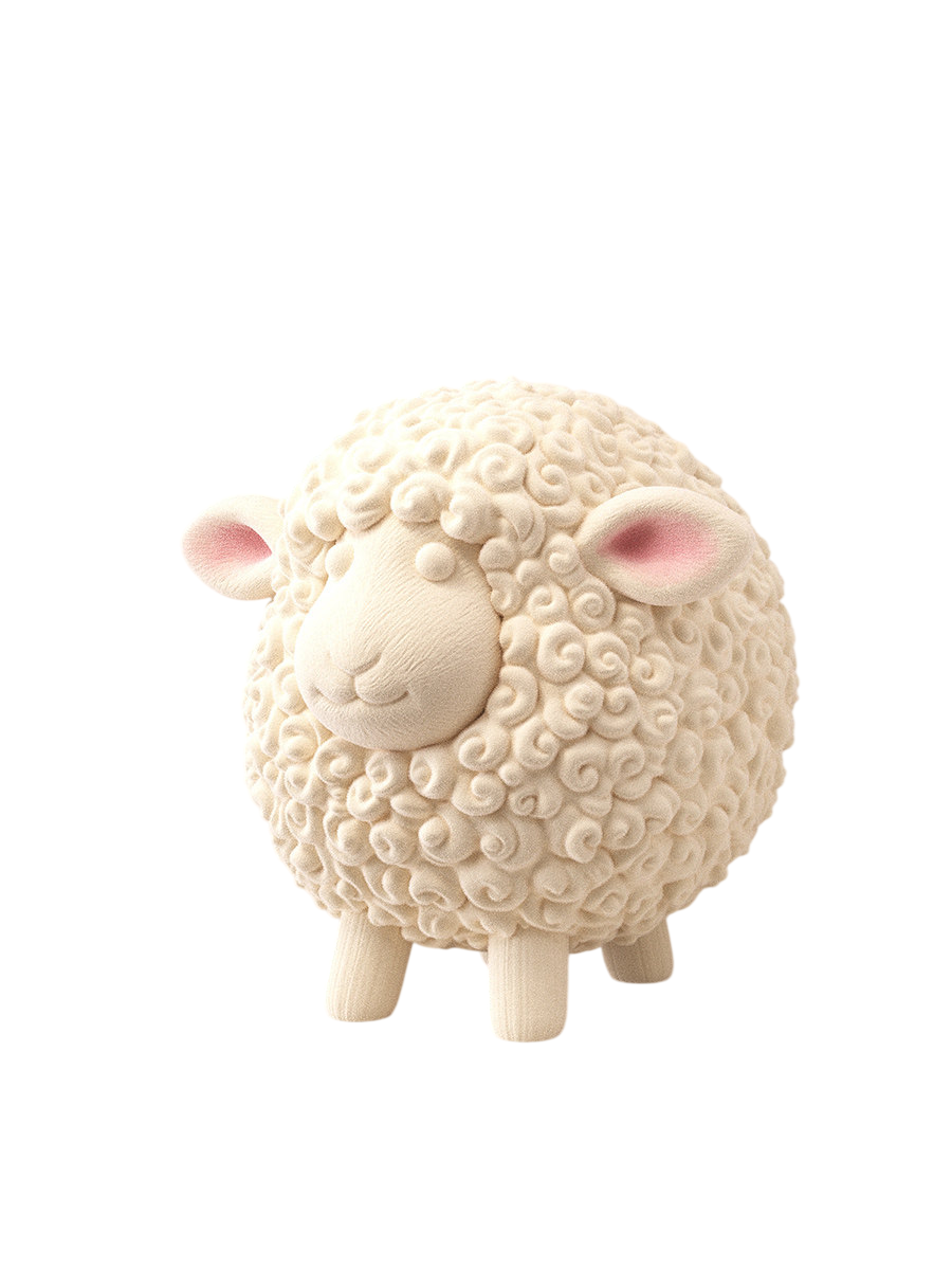 Cute Sheep Tabletop Figurine, Modern Farmhouse Decorative Animal Statue for Living Room, Bedroom, Nursery, Entryway Shelf and Office Desk, Cream White