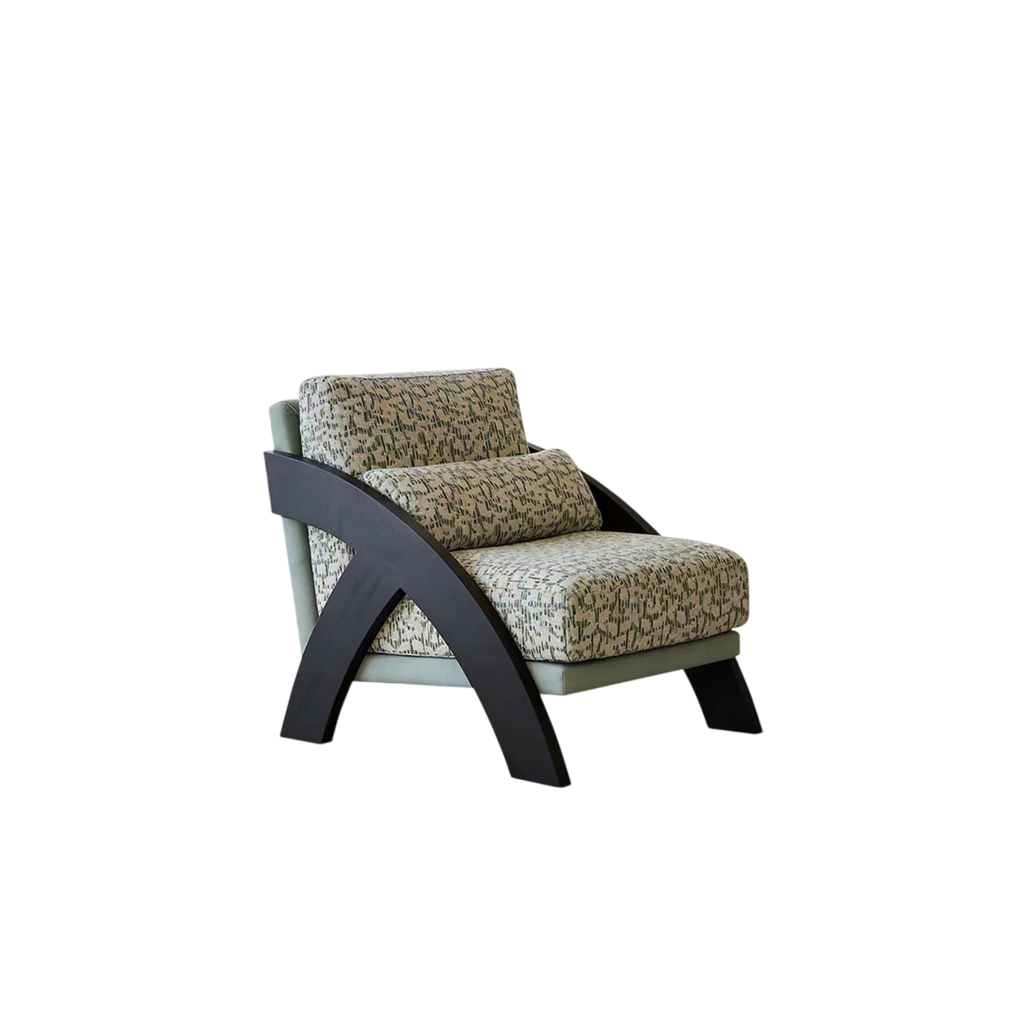 Mid Century Accent Chair, Upholstered Lounge Chair with Solid Ash Wood Frame for Living Room, Bedroom, Hotel and Reception Seating