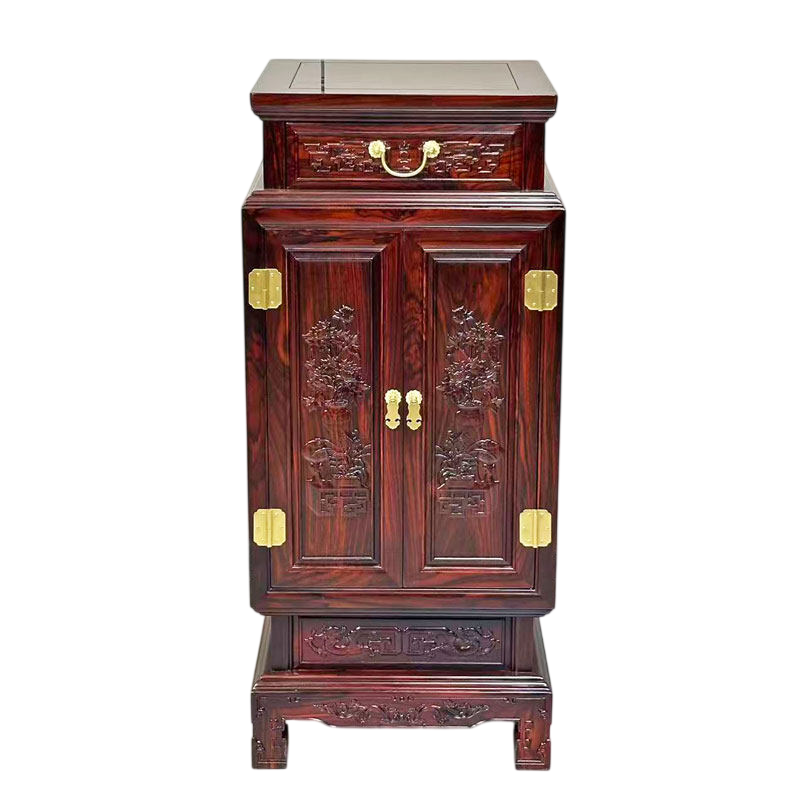 Indian Rosewood Accent Cabinet, 2 Doors and Drawer