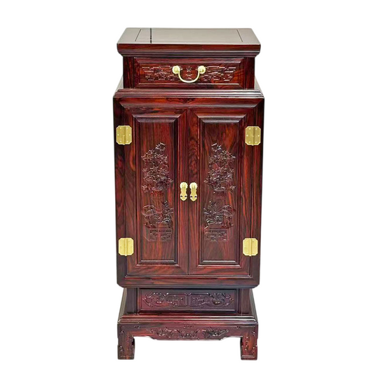 Indian Rosewood Accent Cabinet, 2 Doors and Drawer