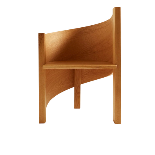 Solid Wood Dining Chair with Curved Backrest, Sculptural Wooden Accent Chair, Natural Wood Side Chair for Dining Room, Cafe, Study, Desk, Living Room and Bedroom