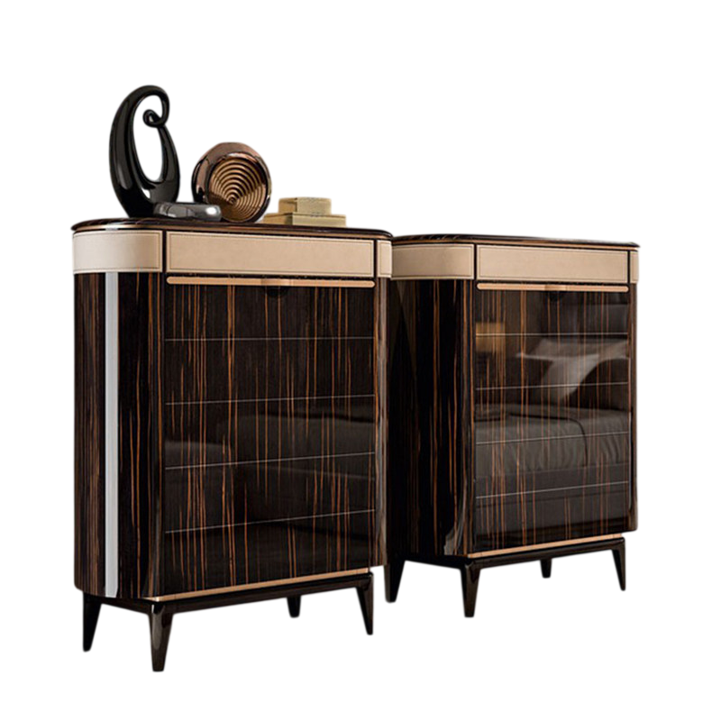 Dark Brown 6-Drawer Chest with Glossy Wood Grain and Metal Legs