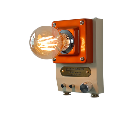Retro Industrial Wall Sconce, Orange and Cream Dimmable Wall Light for Bedroom, Hallway, Sofa Wall, Entryway and Living Room