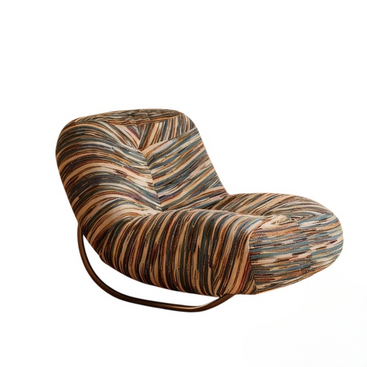Multicolor Fabric Rocking Chair with Metal Frame for Living Room