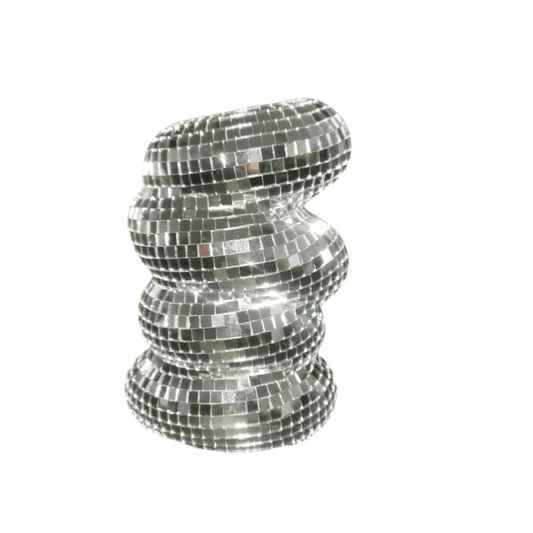 Silver Disco Ball Vase, Mirrored Mosaic Flower Pot Table Decor