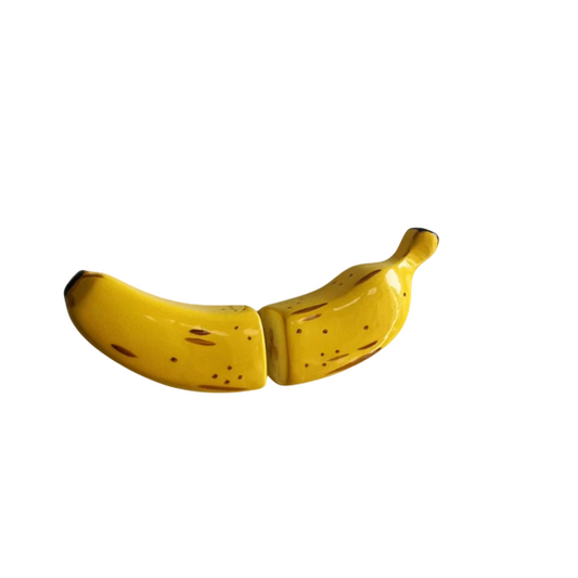 Banana Cabinet Door Handle Set, 2 Piece Ceramic Banana Drawer Pulls, Screw Mounted Fruit Shaped Cupboard Handles for Wardrobe, Dresser, Kitchen Cabinet, Kids Room Decor