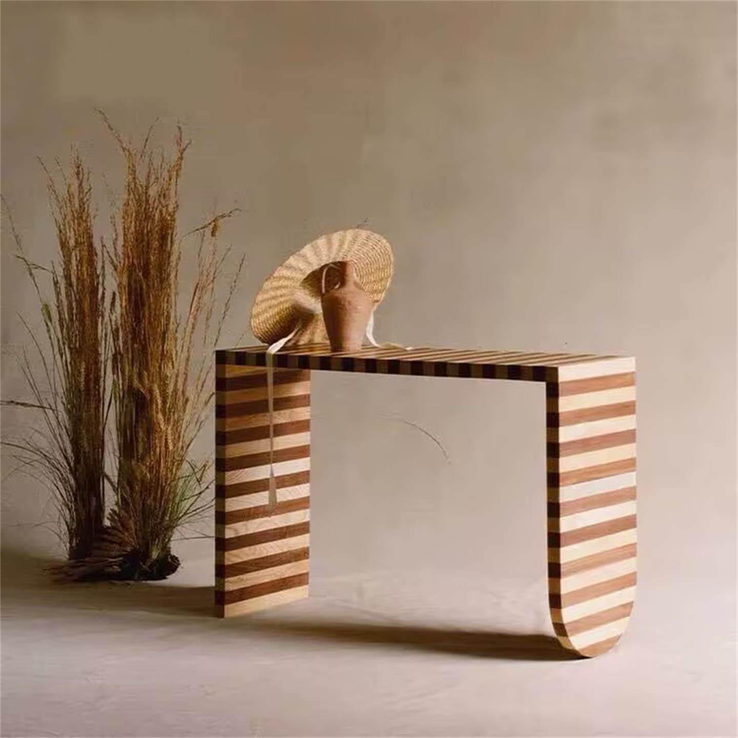 Striped Solid Wood Console Table, Narrow Entryway Table, Modern Rustic Hallway Accent Table, Wabi Sabi Sofa Table for Foyer, Corridor, Living Room, Entry Decor