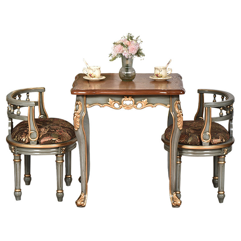 3-Piece Solid Wood Dining Set with Square Table and 2 Armchairs