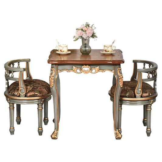 3-Piece Solid Wood Dining Set with Square Table and 2 Armchairs