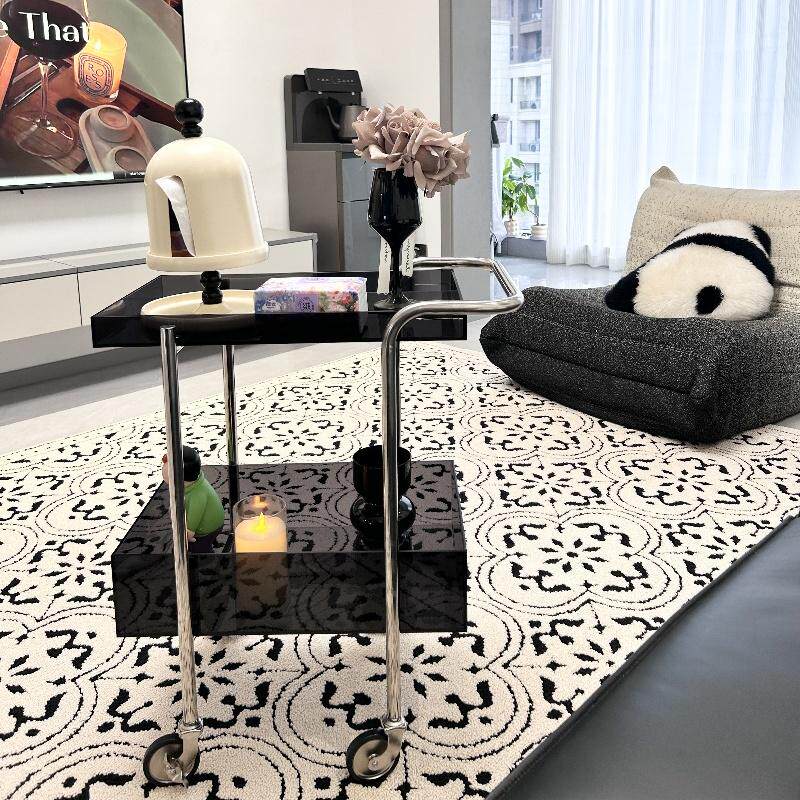 Acrylic Rolling Bar Cart with 2 Shelves and Stainless Steel Frame