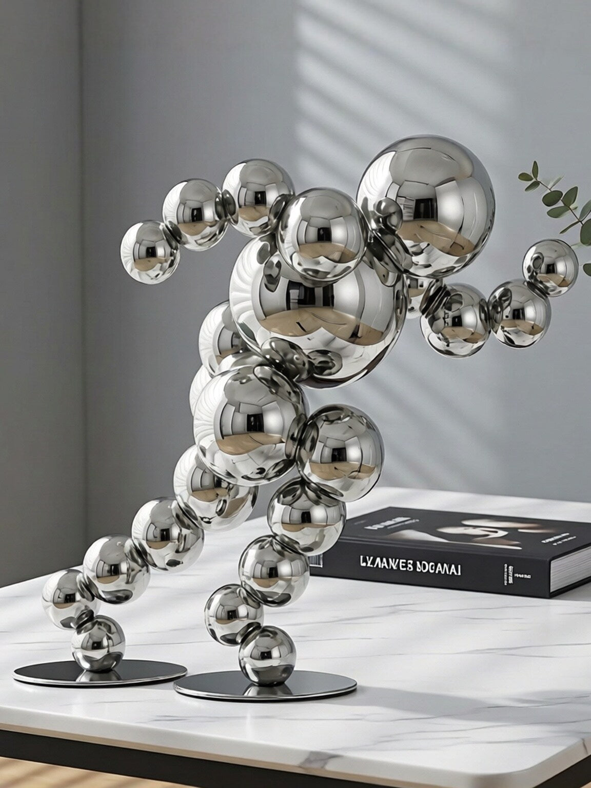 Abstract Metal Runner Sculpture, Silver Motivational Desk Decor, 5.8 Inch