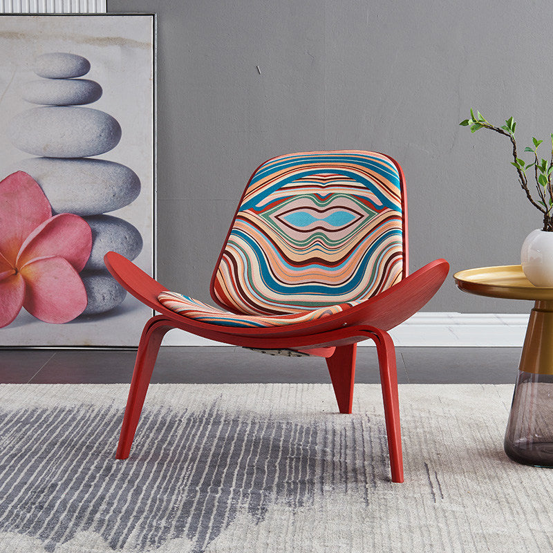 Curved Upholstered Lounge Chair, Red Accent Chair for Living Room