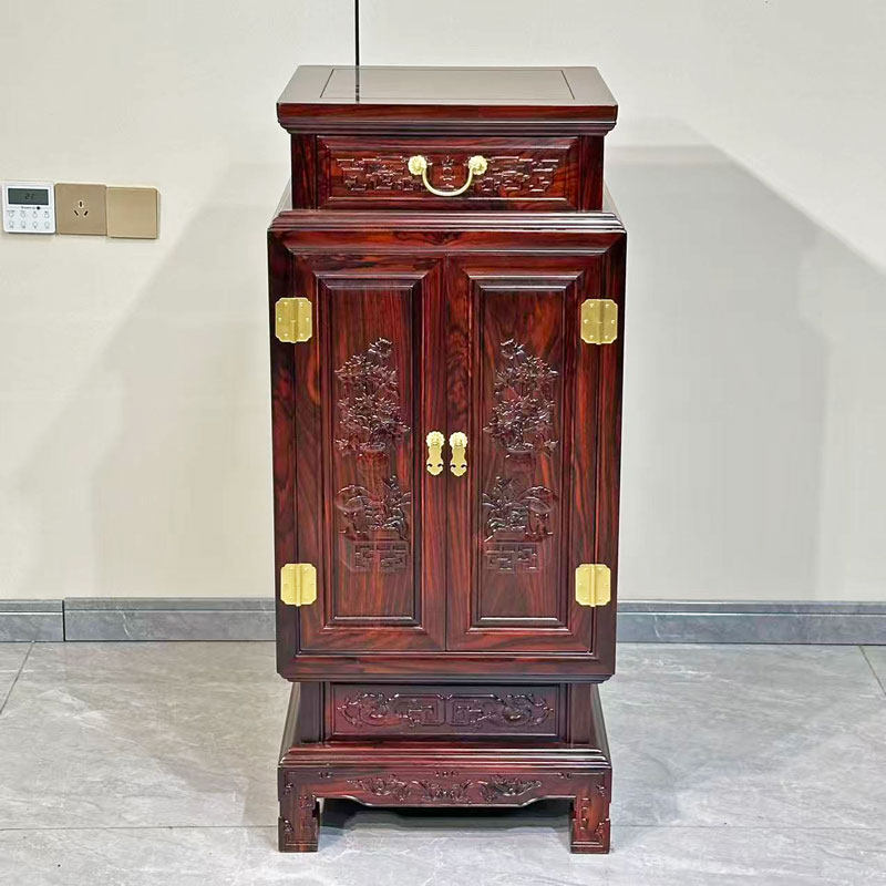 Indian Rosewood Accent Cabinet, 2 Doors and Drawer
