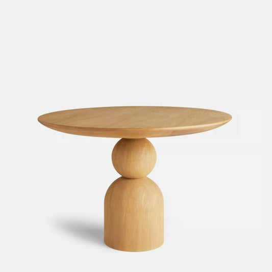 Round Solid Wood Dining Table, Sculptural Pedestal Kitchen Table for 4, Modern Wooden Cafe Table for Dining Room, Breakfast Nook, Hotel, Villa