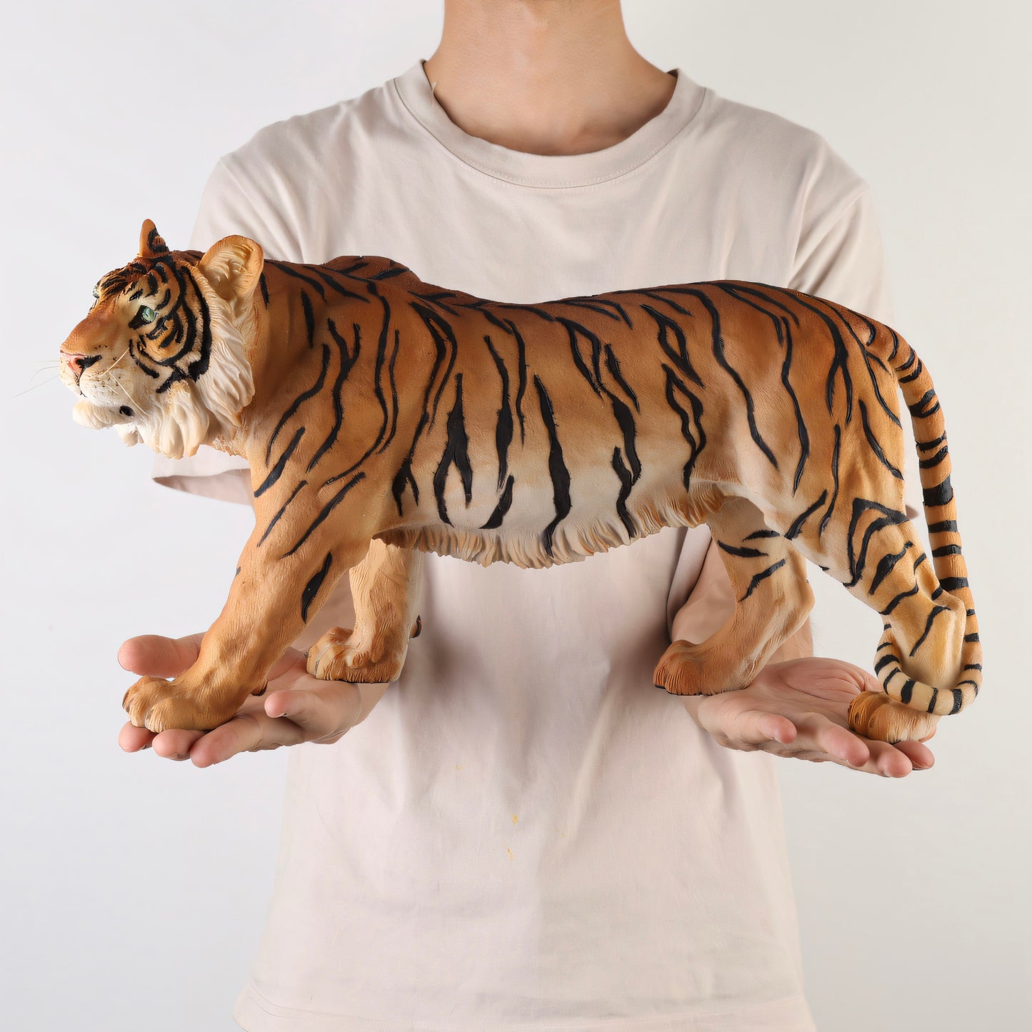 Realistic Tiger Statue, Resin Siberian Tiger Figurine, Large Wildlife Animal Sculpture for Living Room, Entryway, Shelf, Patio, Office and Housewarming Decor Gift