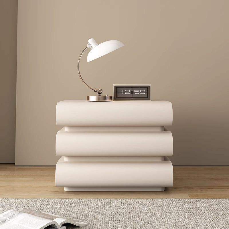 White Wood 3-Drawer Nightstand for Bedroom and Apartment