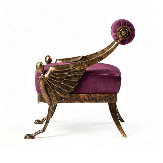 Purple Velvet Bird Accent Chair with Antique Brass Frame