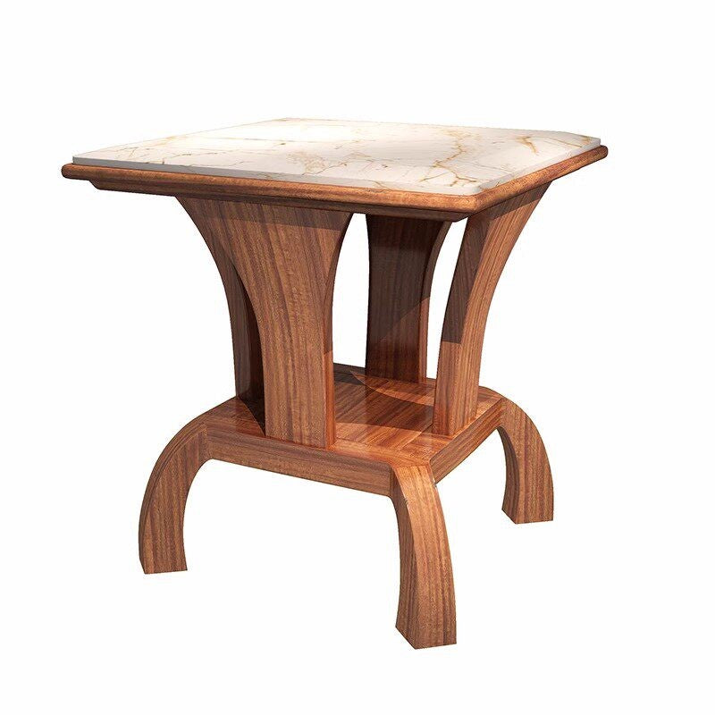 Wenge Wood Side Table with Natural Marble Top
