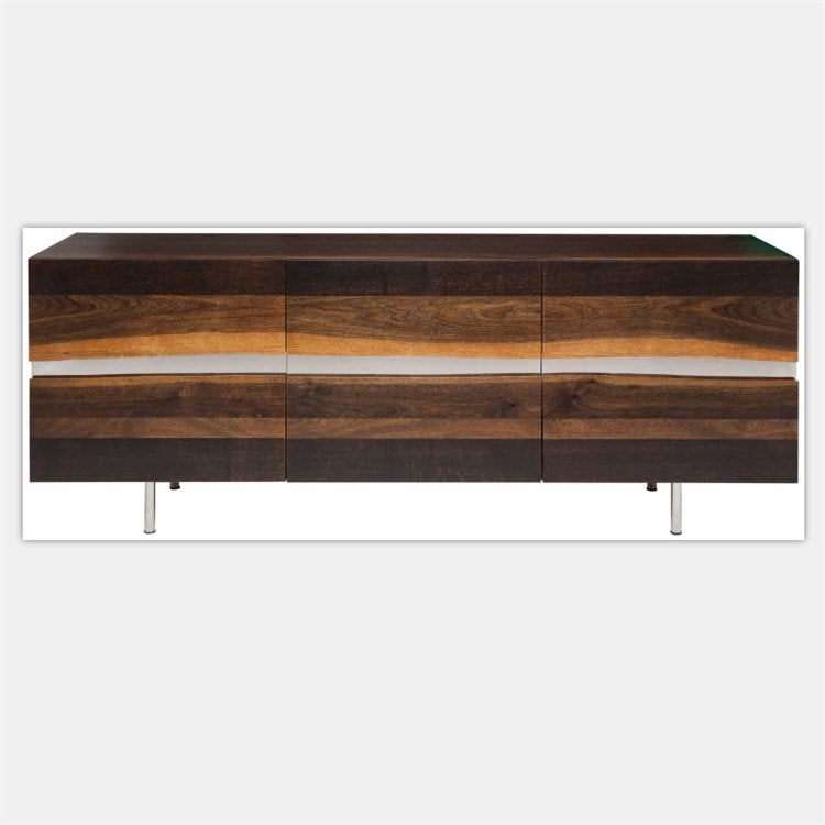 Vintage Walnut Finish Storage Coffee Table, Low Media Console TV Stand Cabinet for Living Room, Bedroom, Apartment, Small Space Entertainment Center