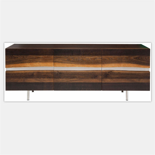 Vintage Walnut Finish Storage Coffee Table, Low Media Console TV Stand Cabinet for Living Room, Bedroom, Apartment, Small Space Entertainment Center