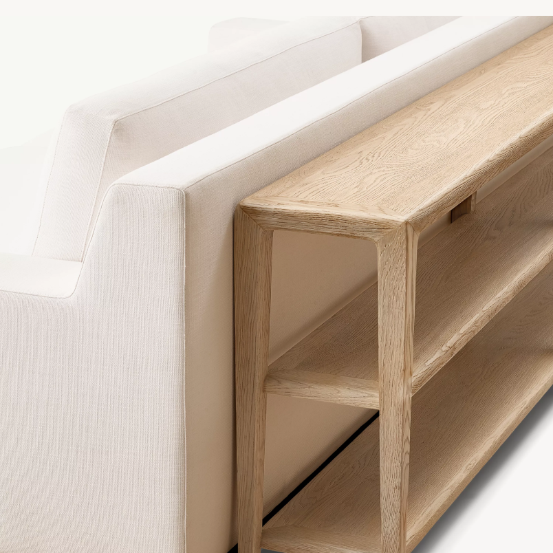 Long Solid Wood Console Shelf, Narrow Sofa Back Table with Open Storage Shelves for Entryway, Living Room, Hallway, Hotel, Villa