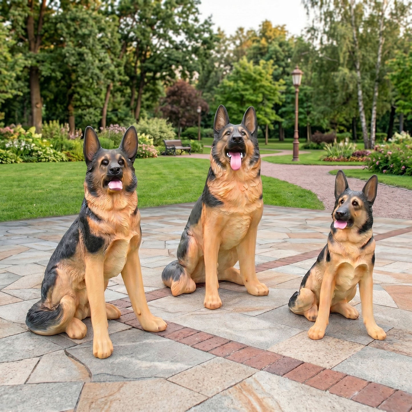 Large Realistic German Shepherd Dog Statue, Black and Tan Resin Sitting Dog Sculpture, Lifelike Animal Garden Ornament for Porch, Patio, Lawn, Entryway, Living Room and Home Décor