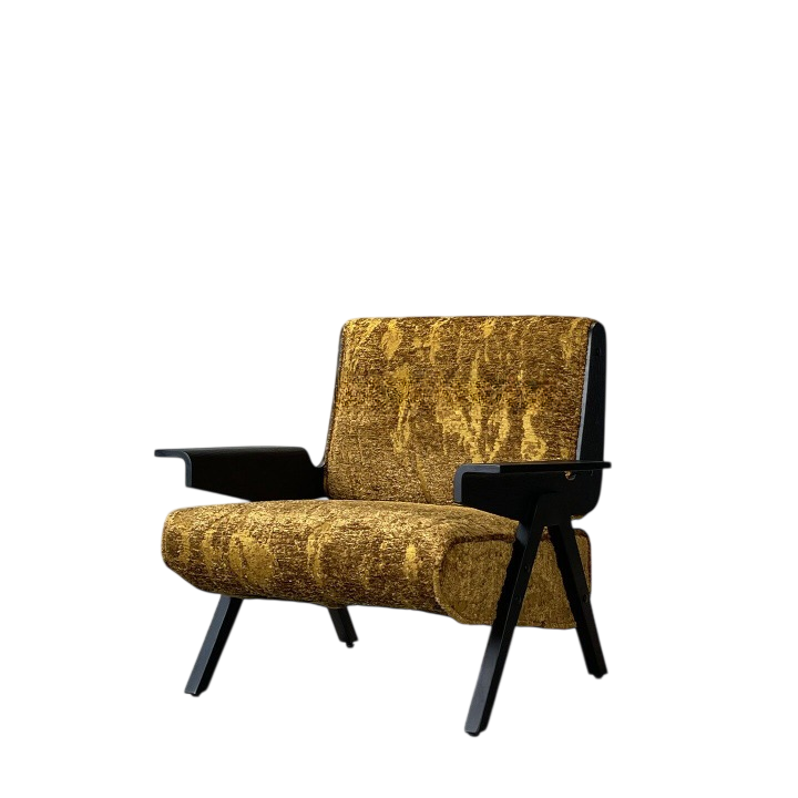 Modern Mustard Yellow Boucle Accent Chair, Solid Wood Lounge Armchair with Black Frame, Upholstered Single Sofa Chair for Living Room, Bedroom, Hotel Lobby, Reception Area