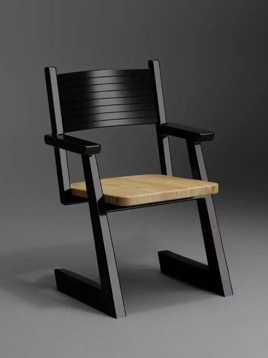 Black Solid Wood Dining Chair with Arms, Vintage Style Wooden Accent Chair with Natural Wood Seat and Slatted Backrest, Modern Nordic Arm Chair for Dining Room, Kitchen, Study Desk, Cafe, Bedroom, and Living Room