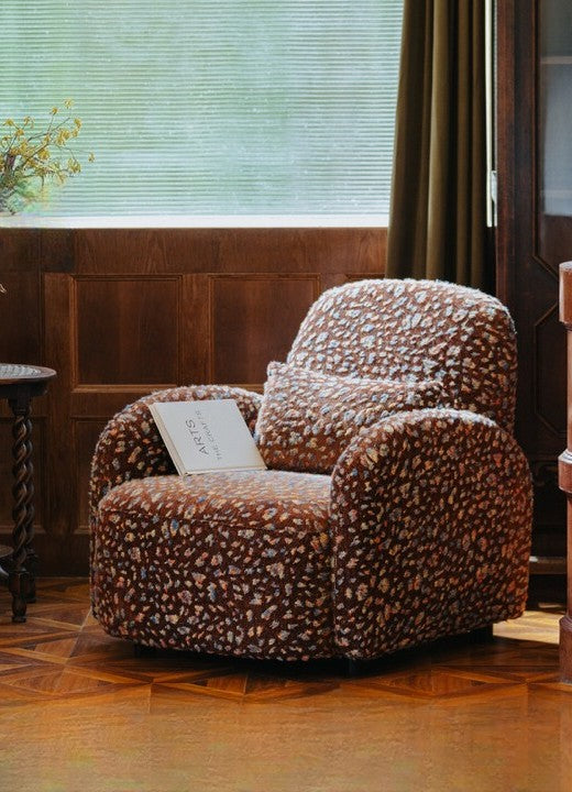Brown Textured Fabric Accent Chair, Modern Upholstered Armchair