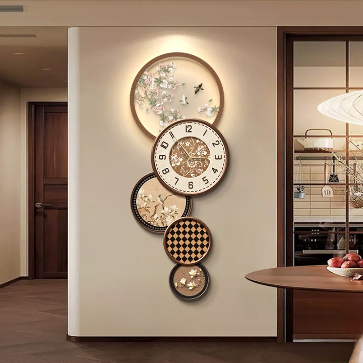Modern Decorative Wall Clock 16 x 39 Inch, Floral Bird 3D Vertical Wall Art
