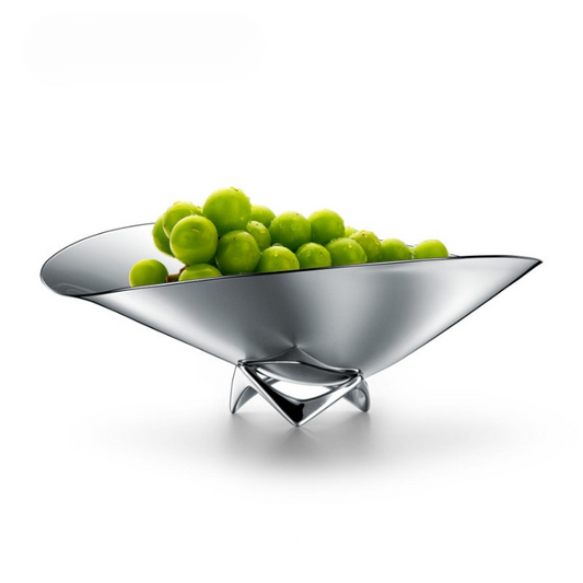 Stainless Steel Fruit Bowl, Modern Silver Decorative Centerpiece Bowl, Large Wave Metal Fruit Basket for Dining Table, Kitchen Counter, Coffee Table, Housewarming Gift