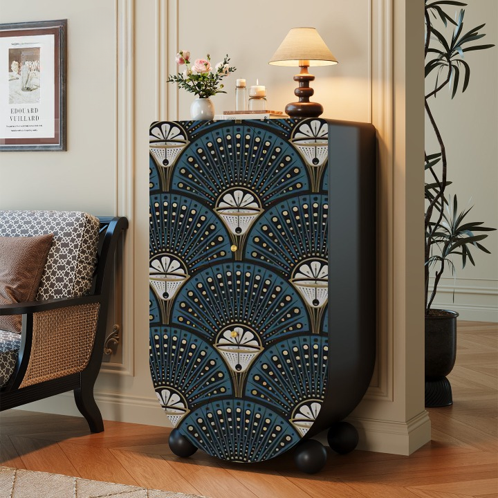 24-Inch Solid Pine 4-Drawer Chest with Geometric Pattern