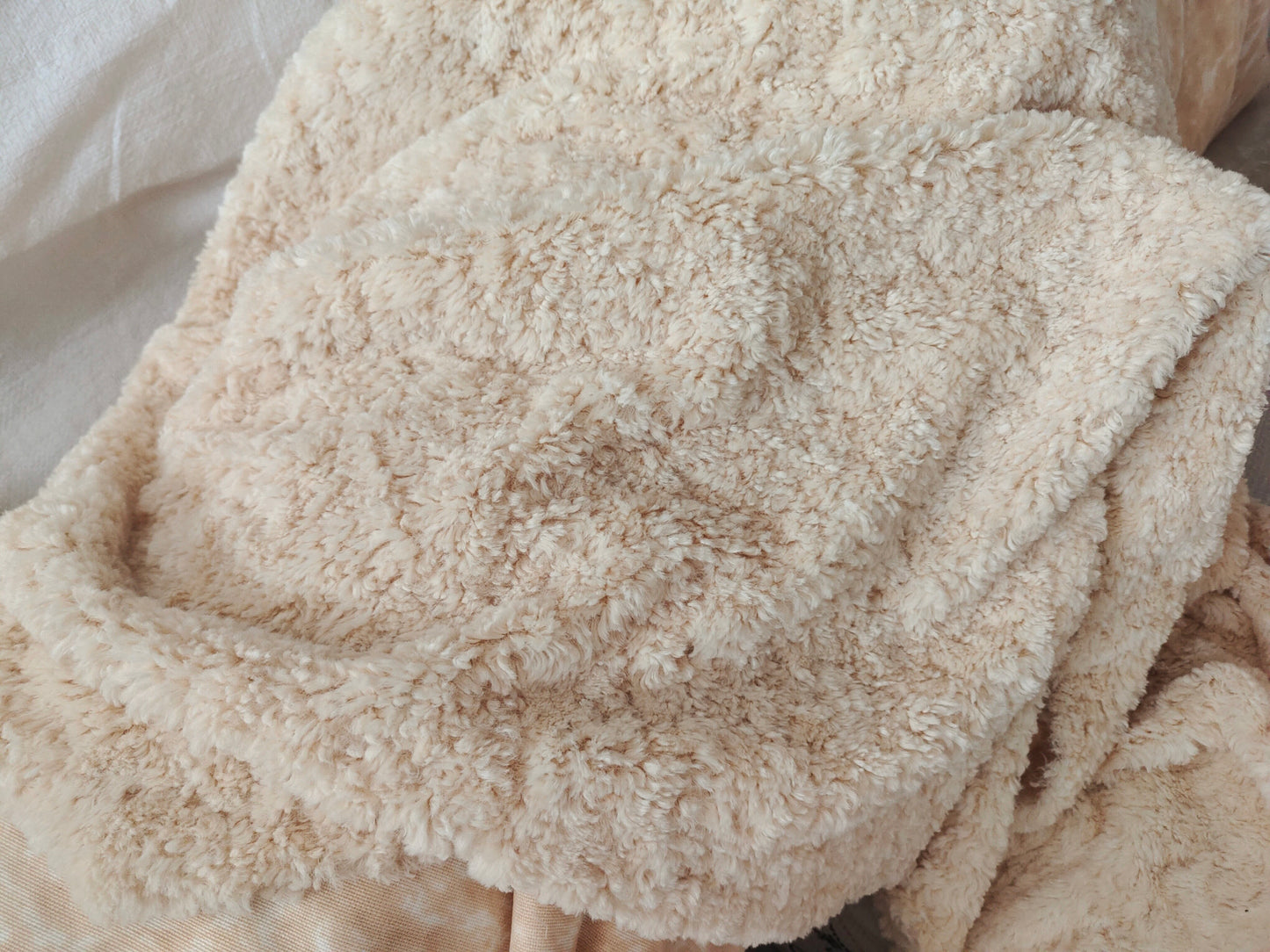 Cream Faux Shearling Fabric, Thick Plush Sherpa Fur Material for Upholstery, Clothing, Shoes, Hats, DIY Crafts, Dolls and Home Textile Projects